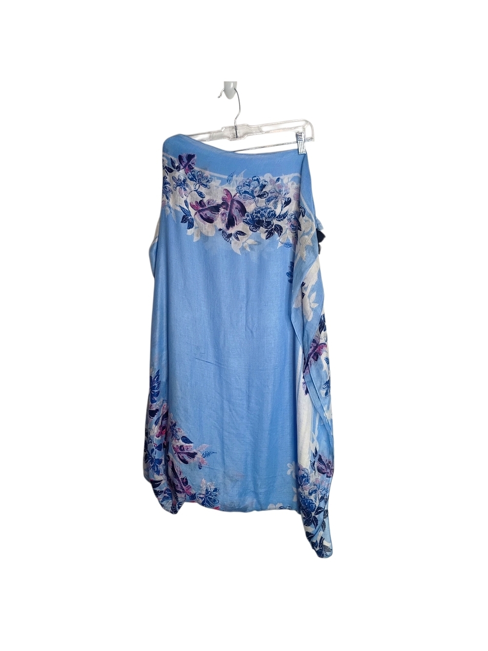 Light Blue Floral Scarf/Beach Coverup - 74x58